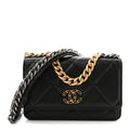 Lambskin Quilted Chanel 19 Wallet On Chain WOC Black