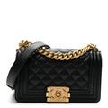 Caviar Quilted Small Boy Flap Black