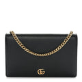 Calfskin Mini GG Marmont Chain Wallet Black