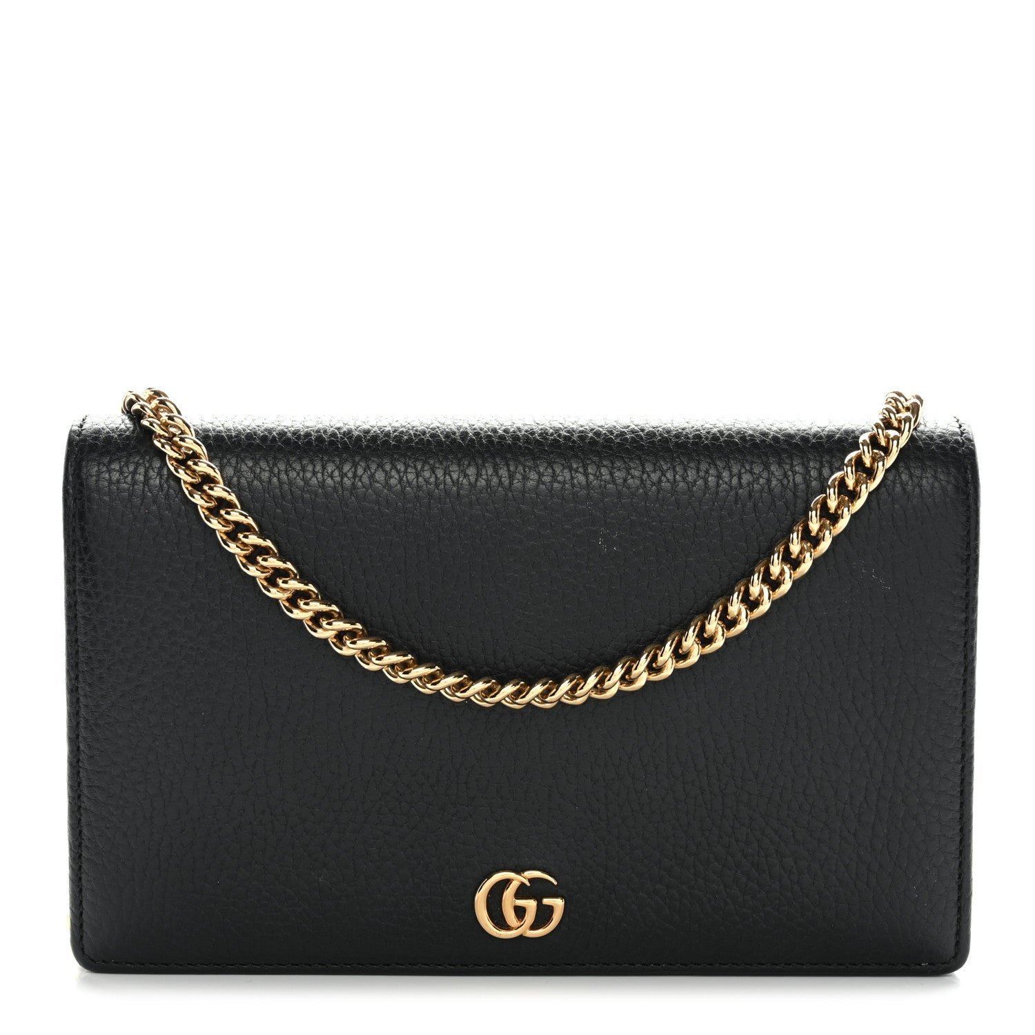 Calfskin Mini GG Marmont Chain Wallet Black