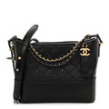 Aged Calfskin Quilted New Medium Gabrielle Hobo Black