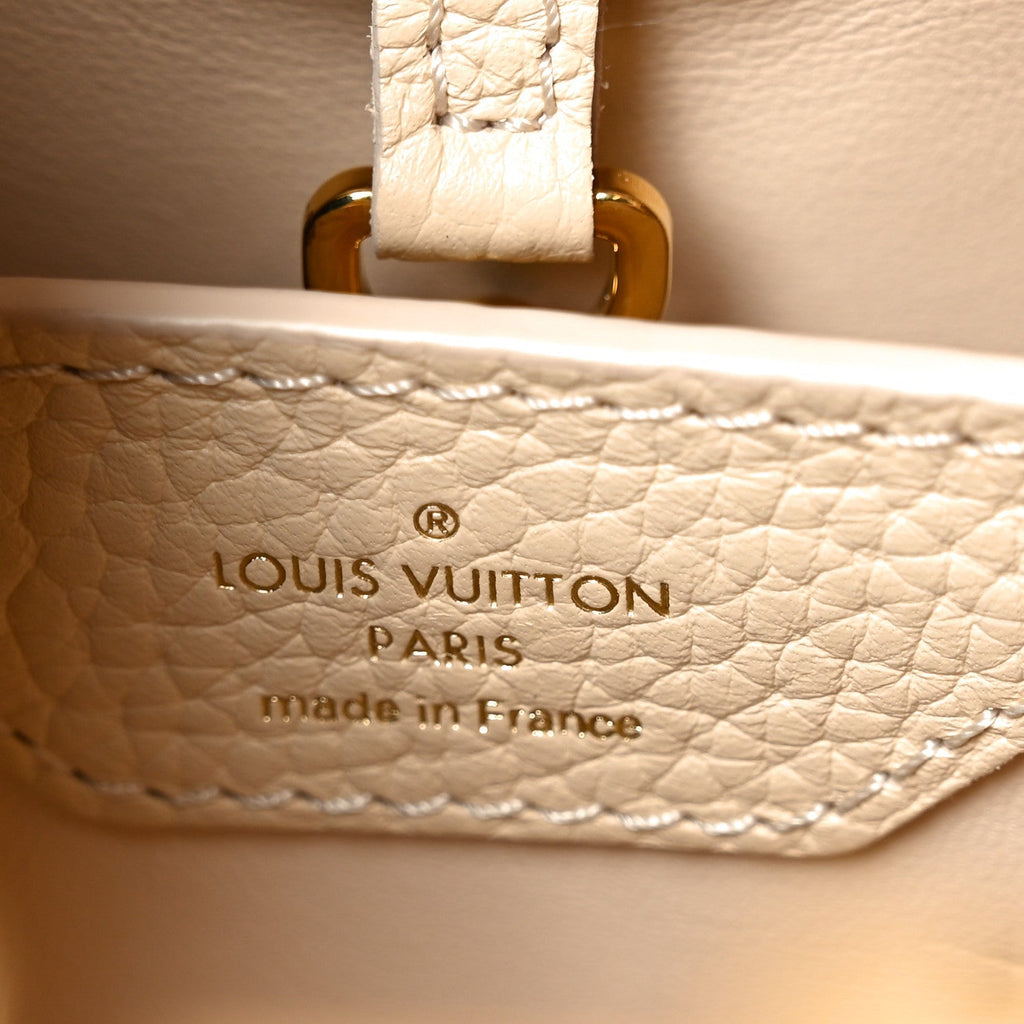 Tweed Taurillon Capucines BB Beige