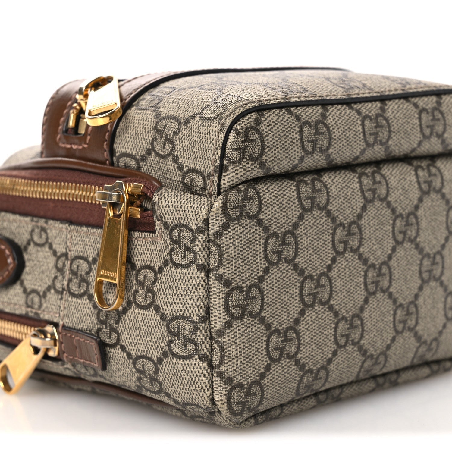 GG Supreme Monogram Azalea Calfskin Retro Interlocking G Multi-Function Bag Beige Ebony Brown Sugar