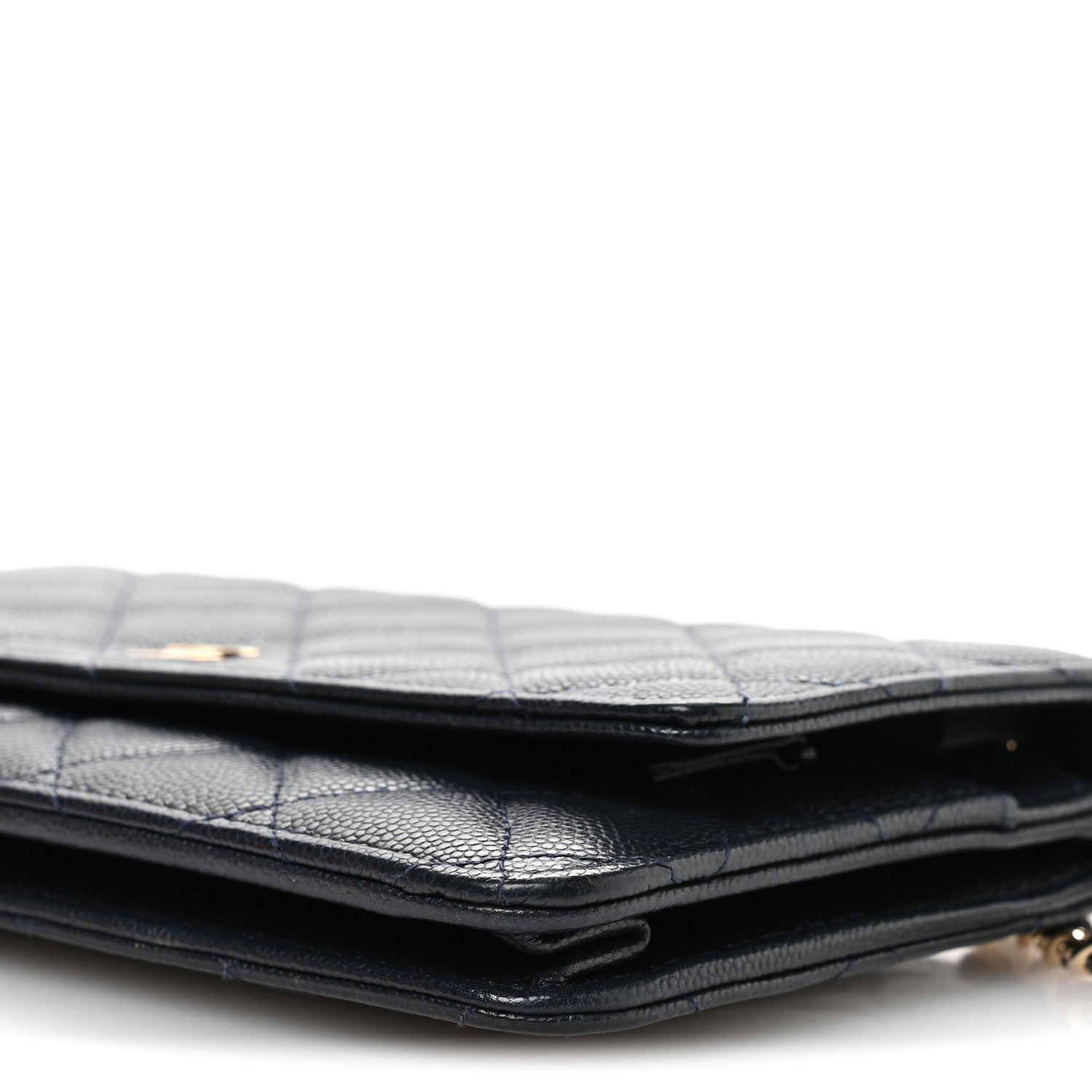 Caviar Quilted Wallet on Chain WOC Navy Blue