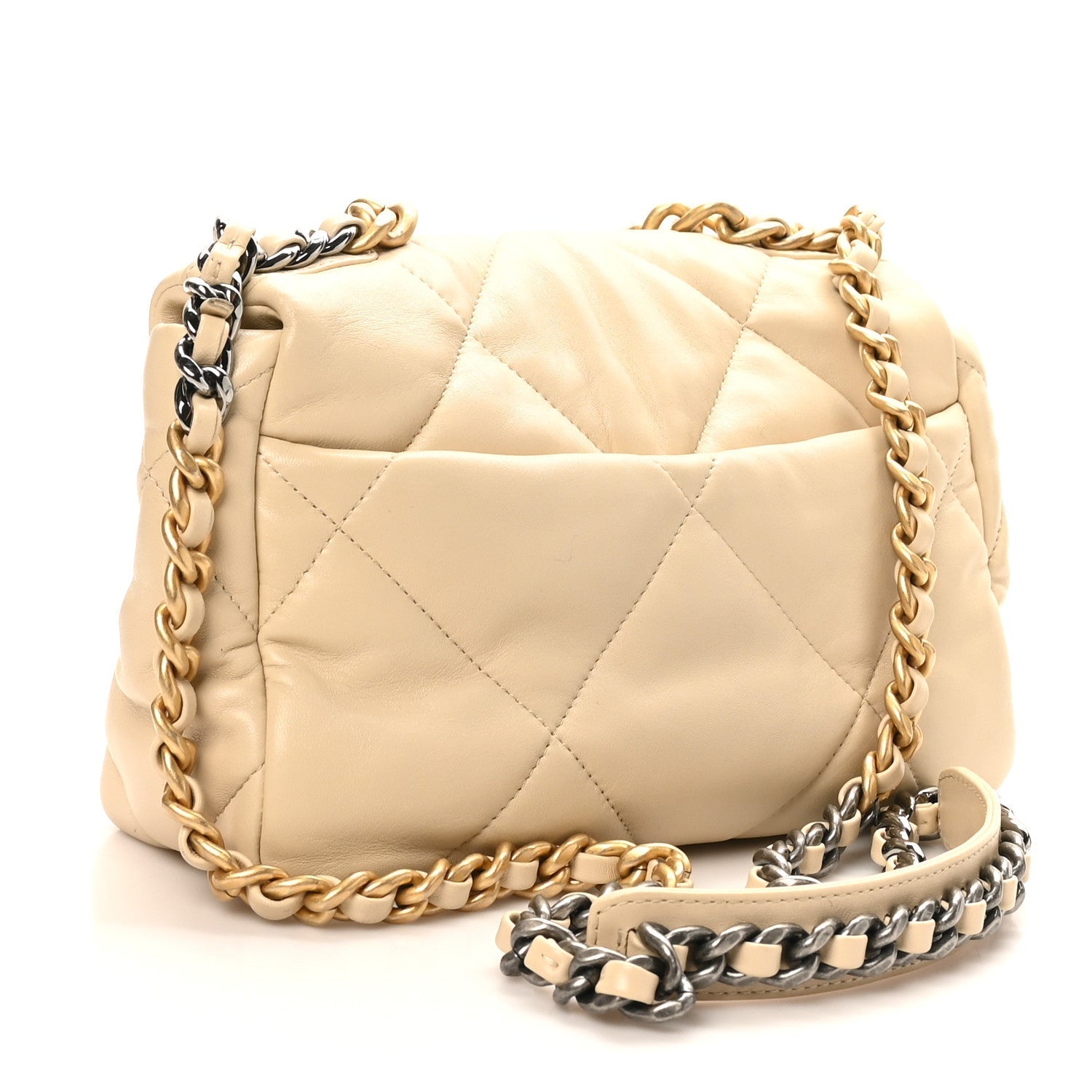 Lambskin Quilted Medium Chanel 19 Flap Beige