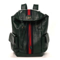 Grained Calfskin Medium Ophidia Double Buckle Backpack Green