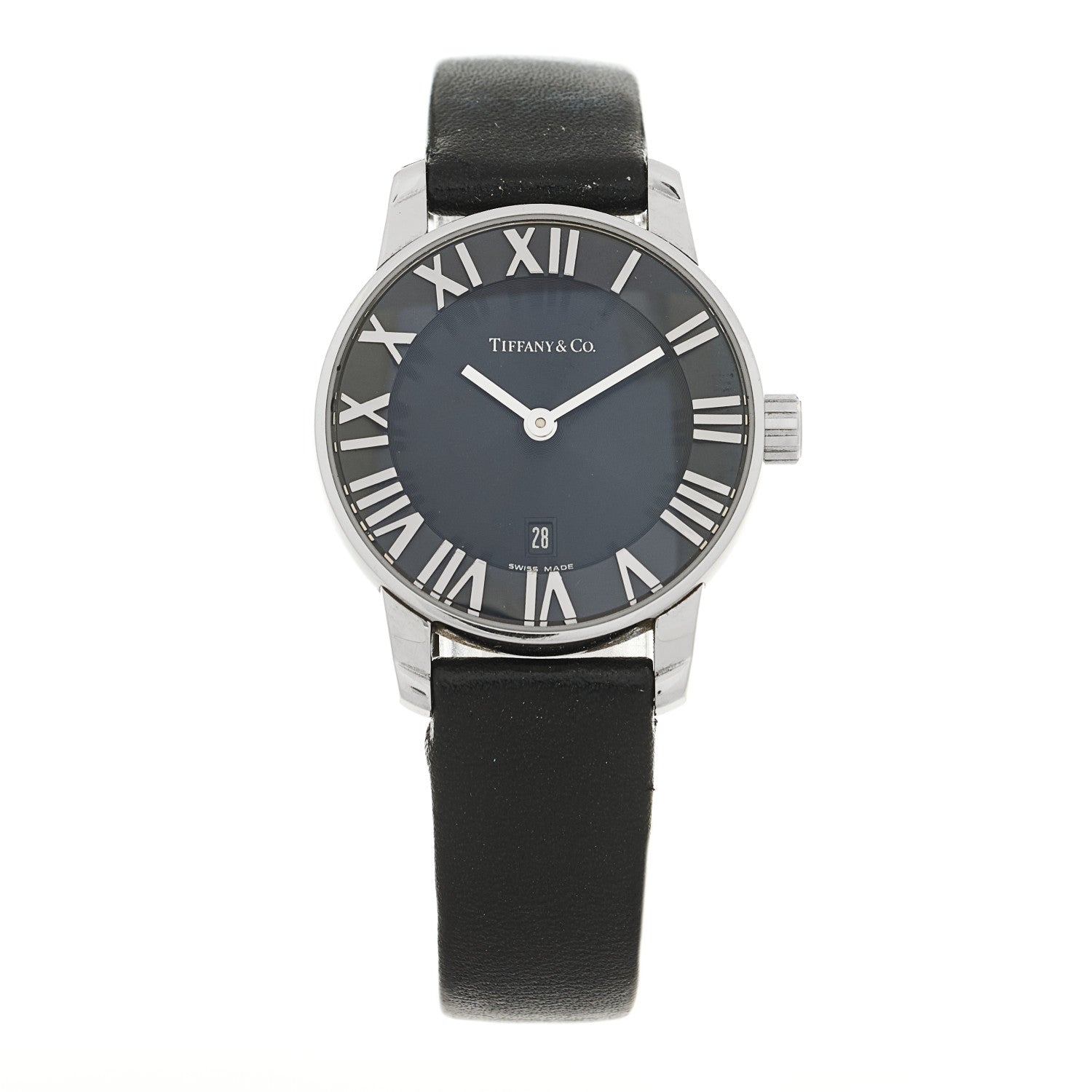 Stainless Steel Calfskin 29mm Atlas 2-Hand Quartz Watch Black
