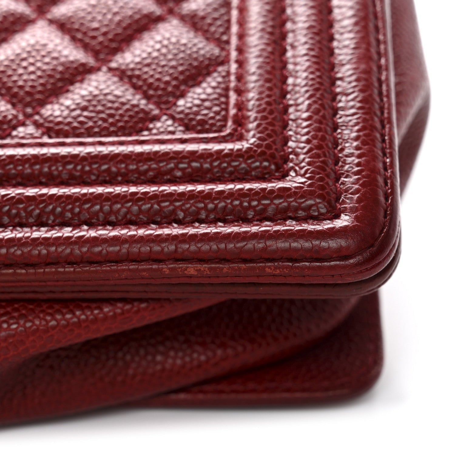 Caviar Quilted Large Boy Flap Dark Red