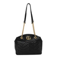 Calfskin Matelasse Medium GG Marmont Open Top Shoulder Bag Black