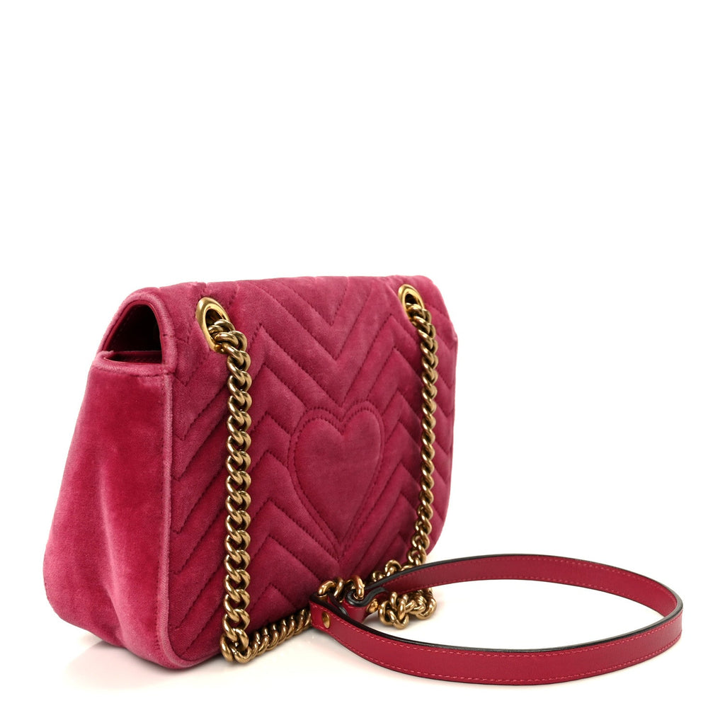 Velvet Matelasse Small GG Marmont Shoulder Bag Light Raspberry Rose