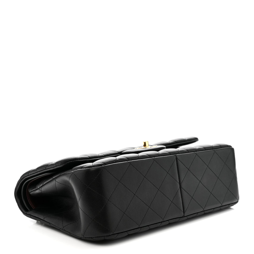 Lambskin Quilted Jumbo Double Flap Black