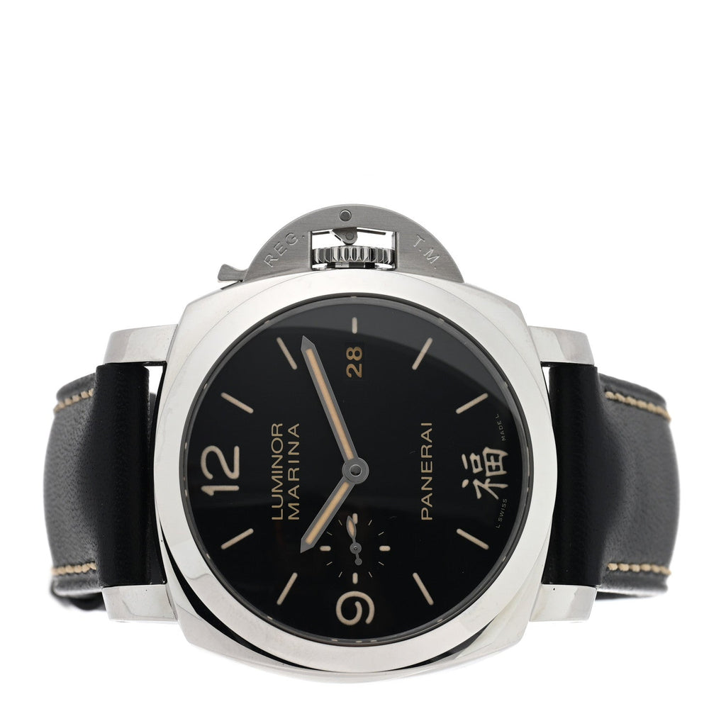 Stainless Steel Calfskin 44mm Luminor 1950 Fu Automatic Watch Black PAM00498