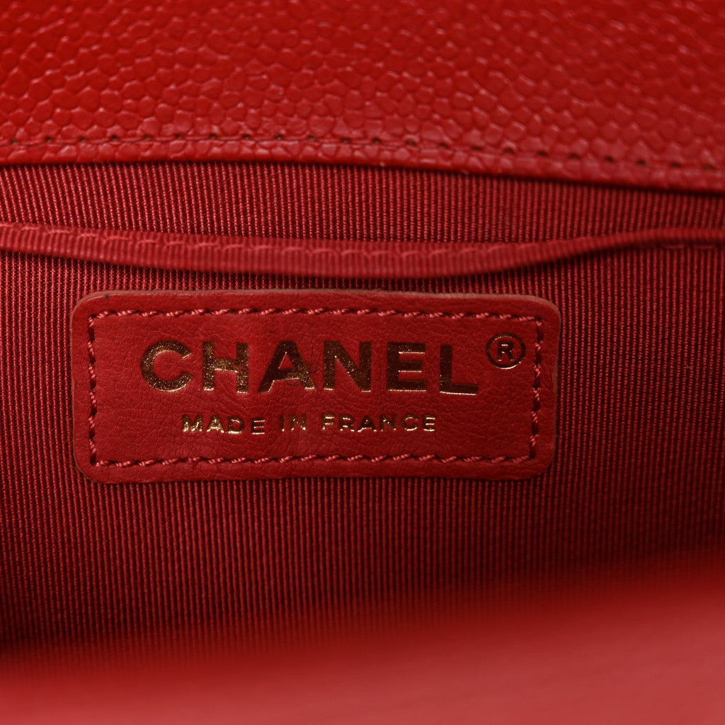 Caviar Quilted Small Boy Flap Red