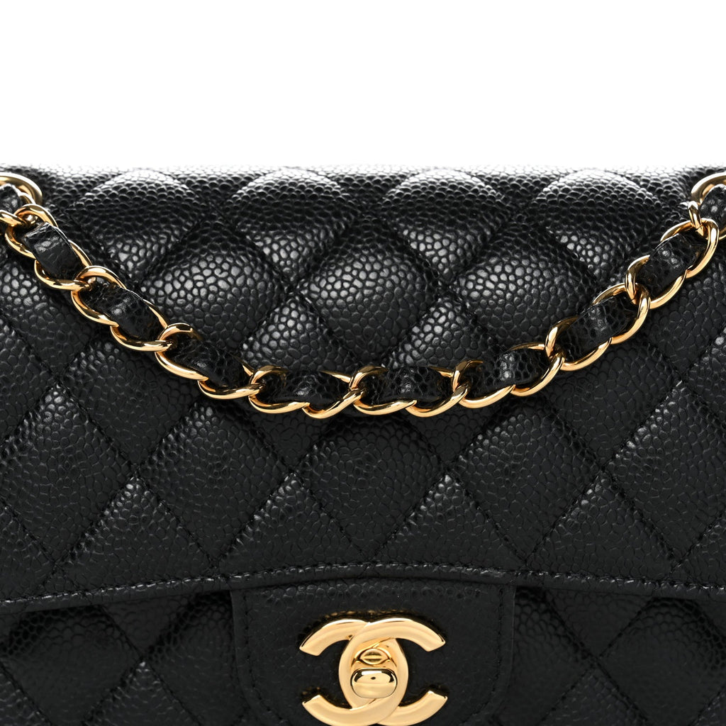 Caviar Quilted Small Double Flap Black