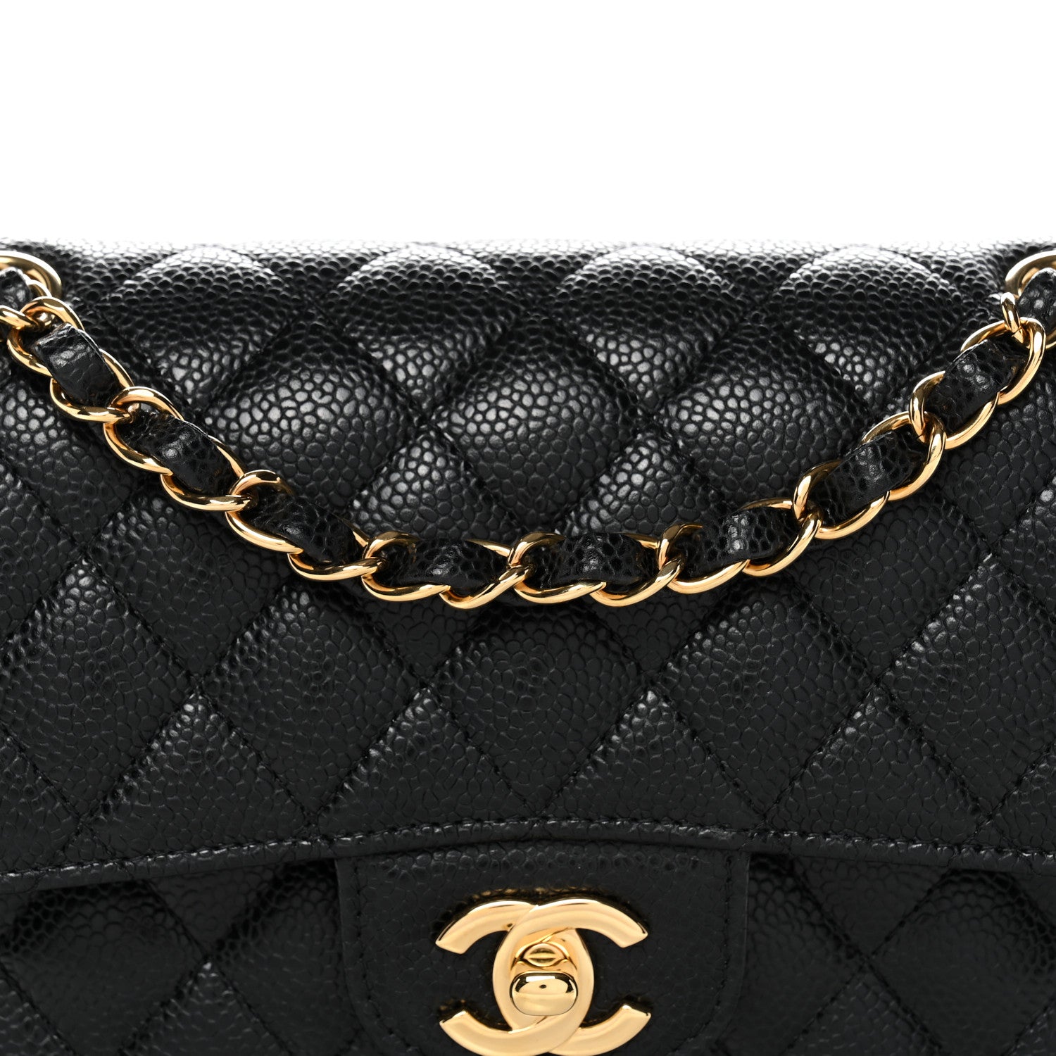 Caviar Quilted Small Double Flap Black