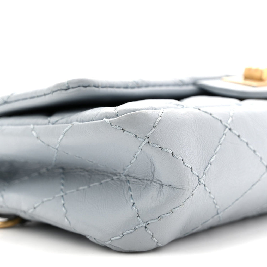 Aged Calfskin Quilted 2.55 Reissue Chain Waist Bag Light Blue