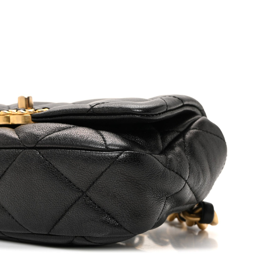 Goatskin Quilted Chanel 19 Waist Bag Black