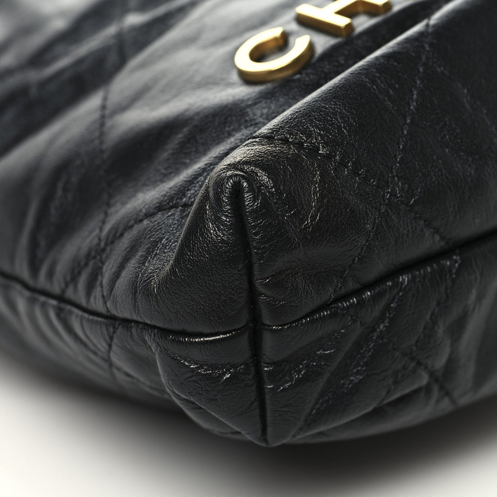 Shiny Calfskin Quilted Mini Chanel 22 Black