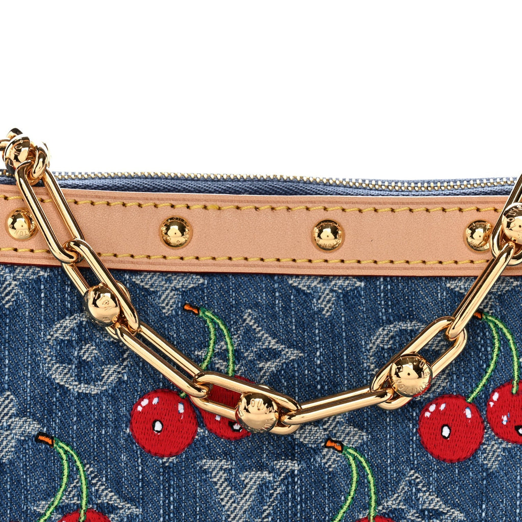 LV X TM Monogram Denim Cerises Pochette Accessories Blue