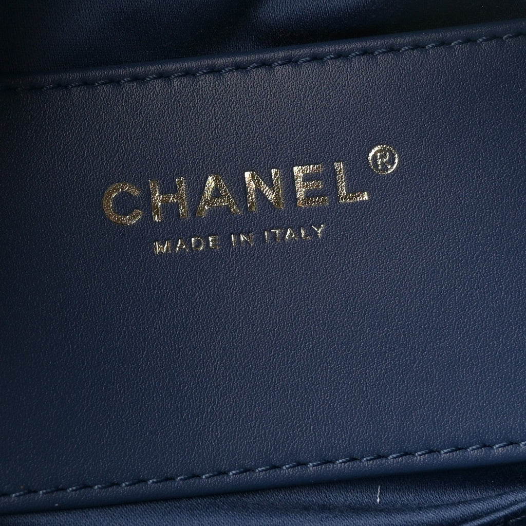 Washed Denim Quilted Mini Chanel 25 Handbag Blue