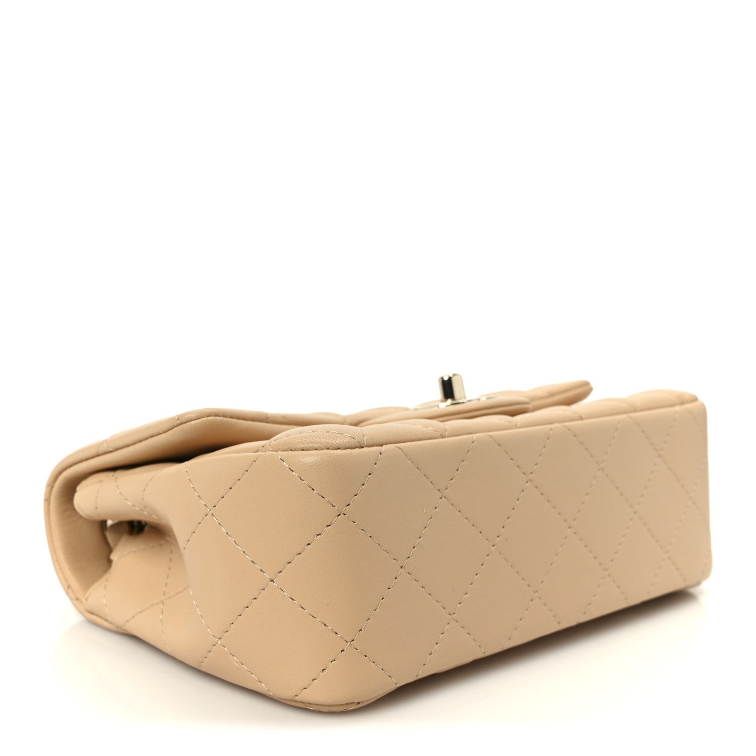 Lambskin Quilted Mini Rectangular Flap Beige