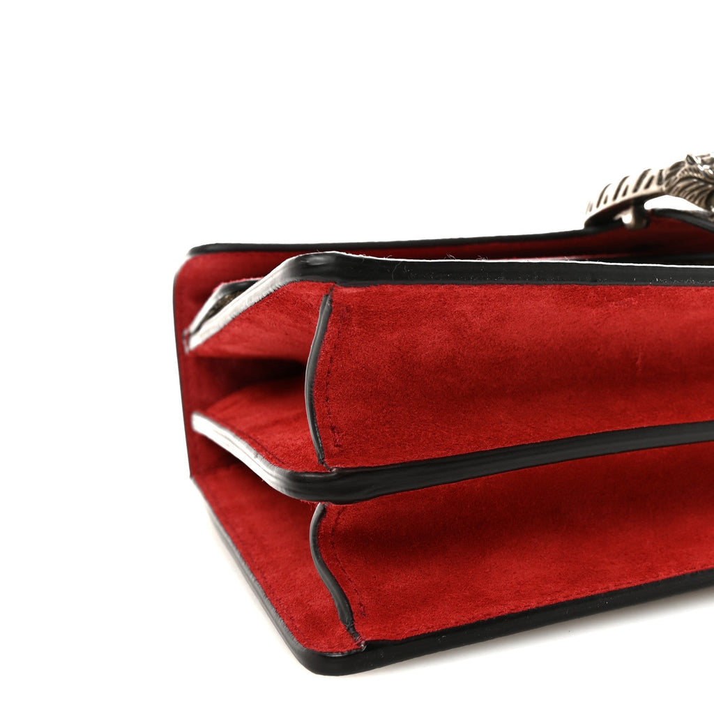 GG Supreme Monogram Suede Small Dionysus Shoulder Bag Beige Ebony Vulcanic Red