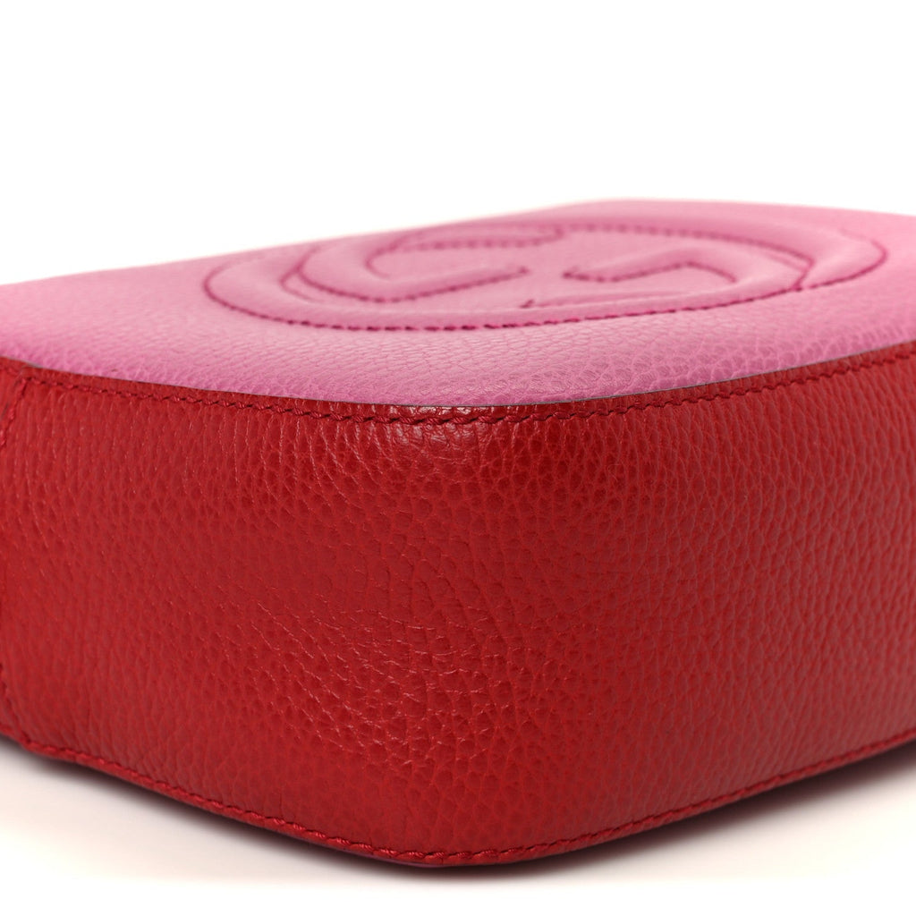 Dollar Calfskin Bi-Color Small Soho Disco Bag New Rosette Hibiscus Red