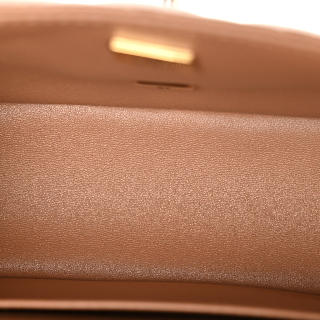 Lambskin Quilted Mini Square Flap Brown
