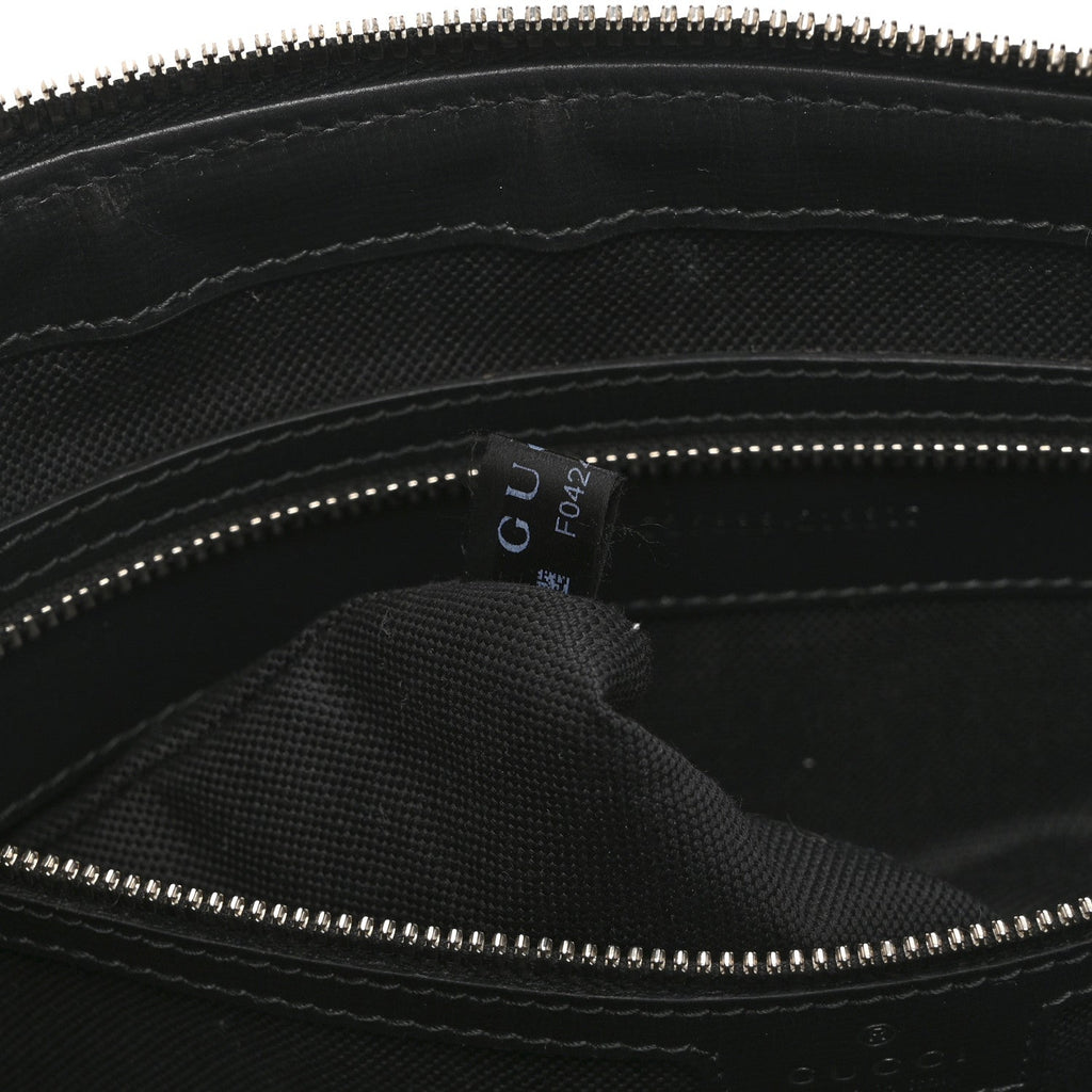 GG Supreme Monogram Azalea Calfskin Retro Interlocking G Wristlet Messenger Bag Black