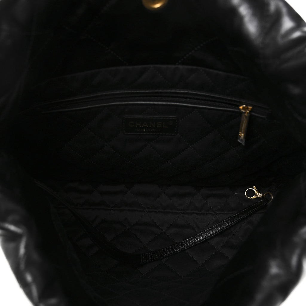 Shiny Calfskin Quilted Small Chanel 22 Black