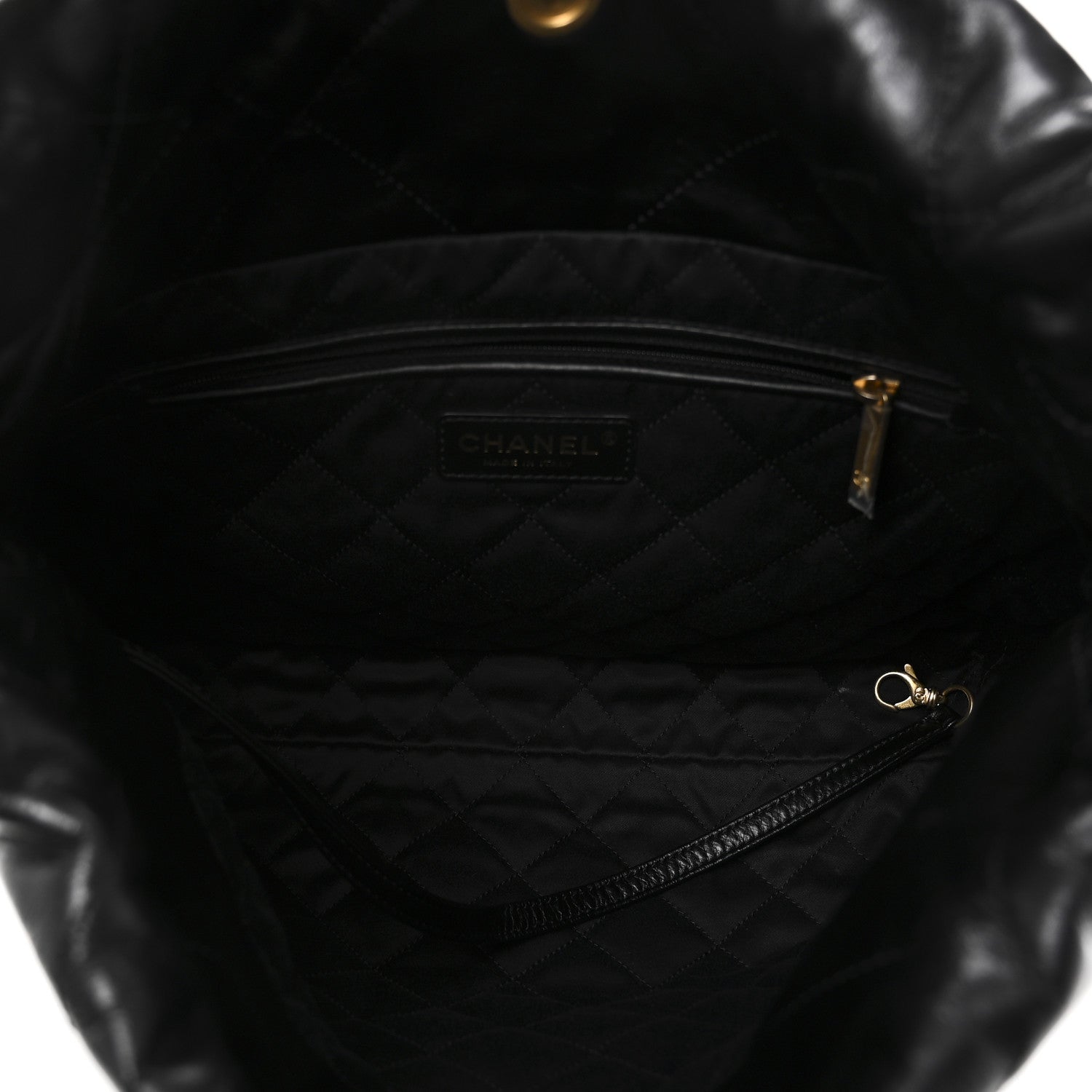 Shiny Calfskin Quilted Small Chanel 22 Black