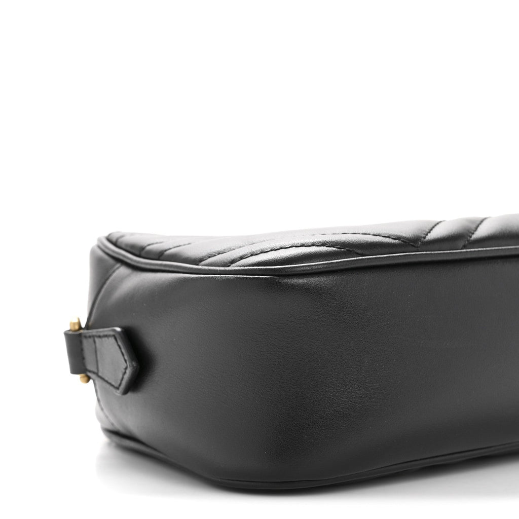 Calfskin Matelasse Small GG Marmont Chain Shoulder Bag Black