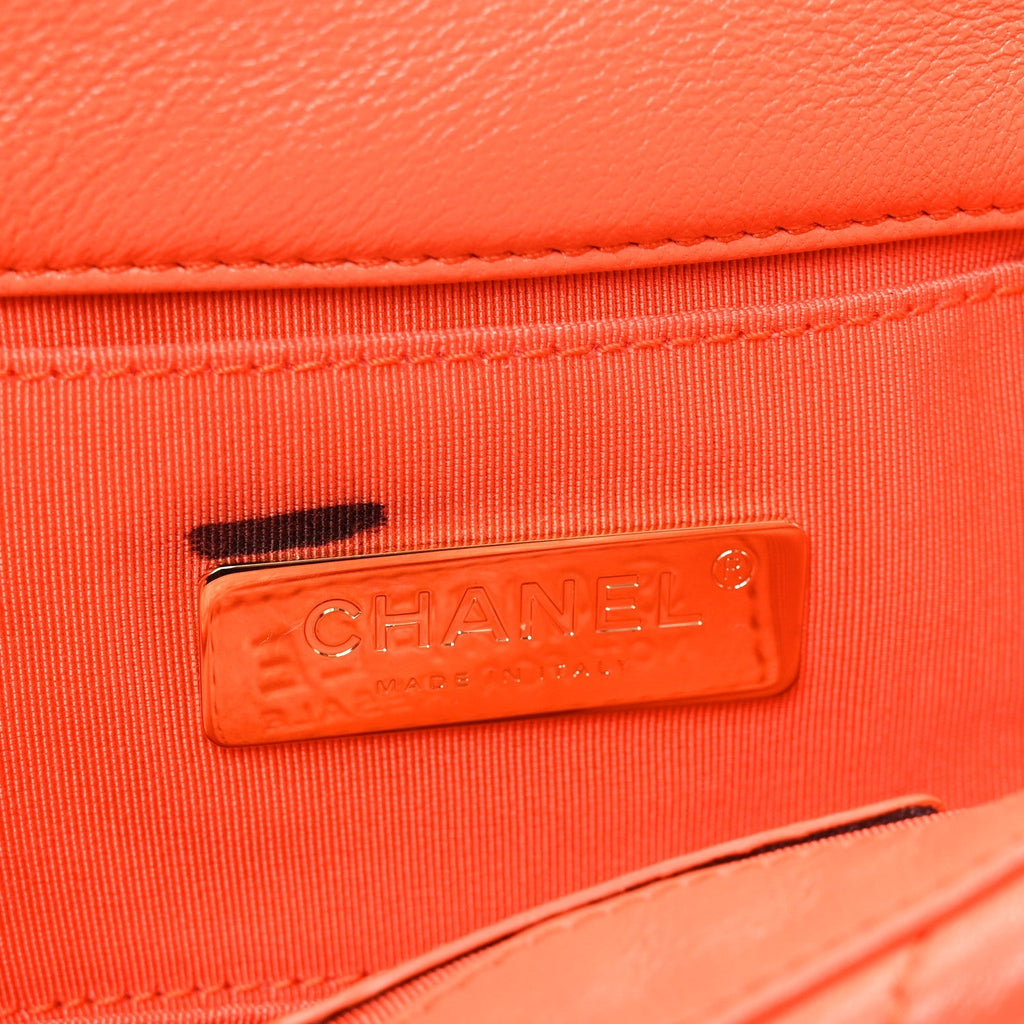 Goatskin Quilted Chanel 19 Waist Bag Orange