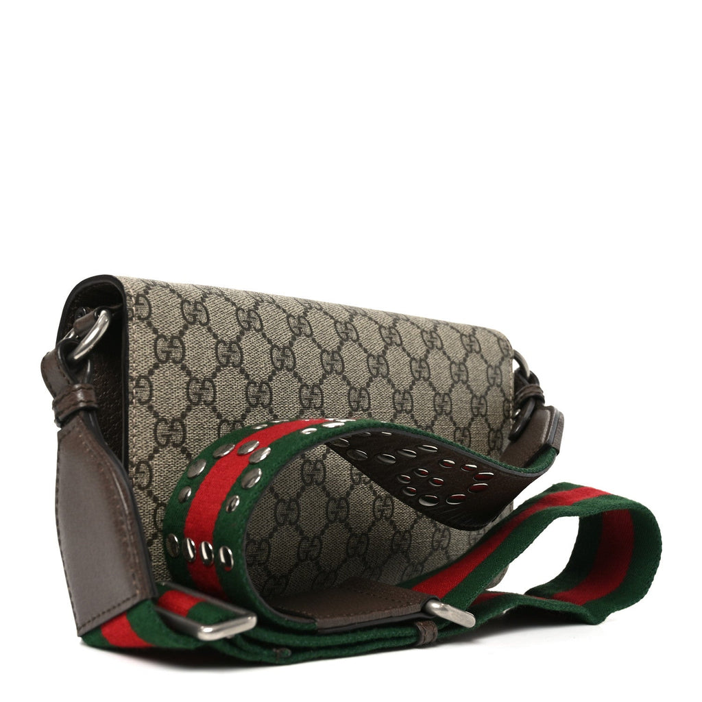 GG Supreme Web Monogram Textured Dollar Calfskin Dionysus Small Shoulder Bag Beige Ebony New Acero