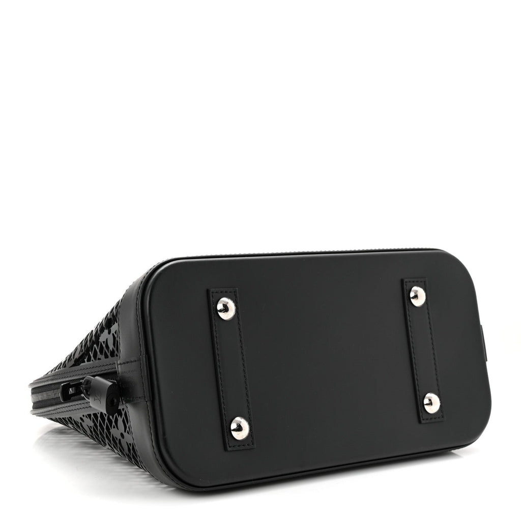 Patent Calfskin Laced Monogram Alma PM Black