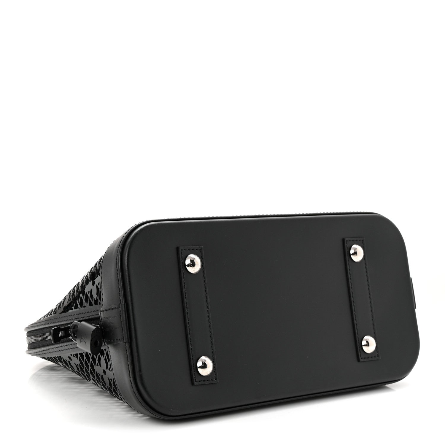 Patent Calfskin Laced Monogram Alma PM Black
