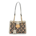GG Supreme Monogram Berry Textured Dollar Calfskin Small Padlock Tote Beige Ebony Light Copper Mystic White