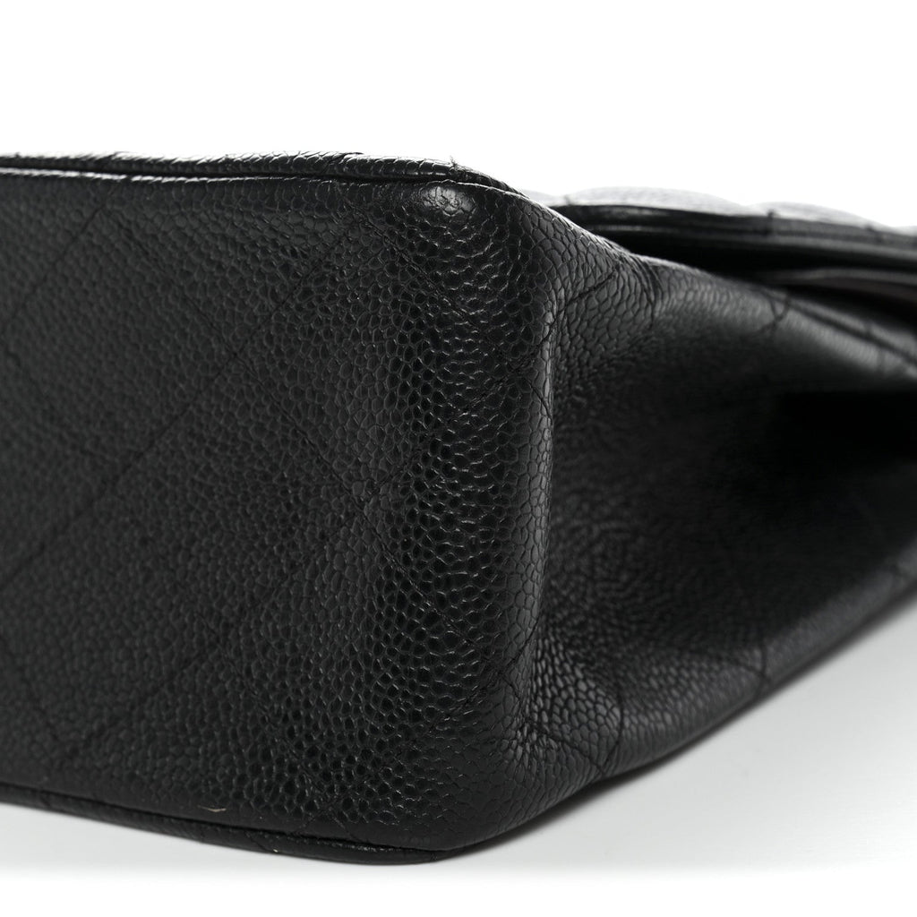 Caviar Quilted Jumbo Double Flap Black