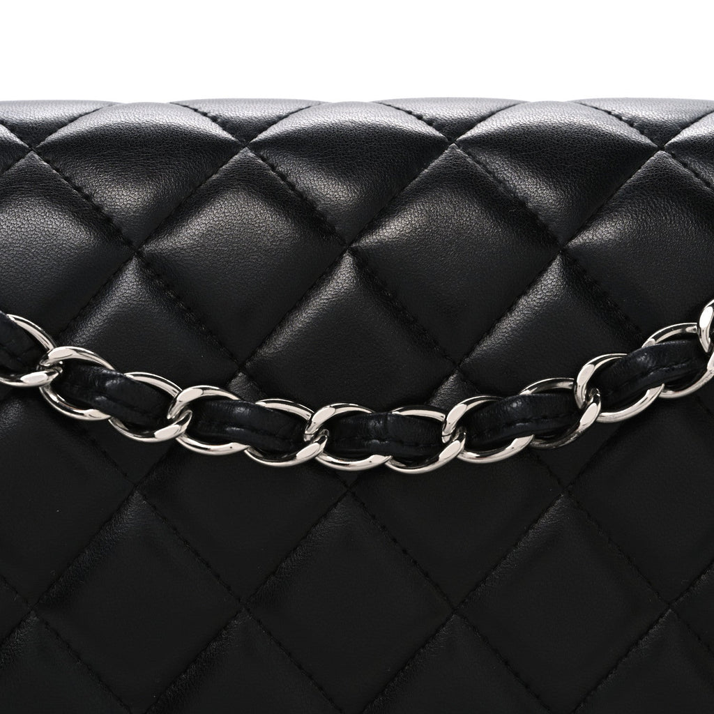 Lambskin Quilted Maxi Double Flap Black
