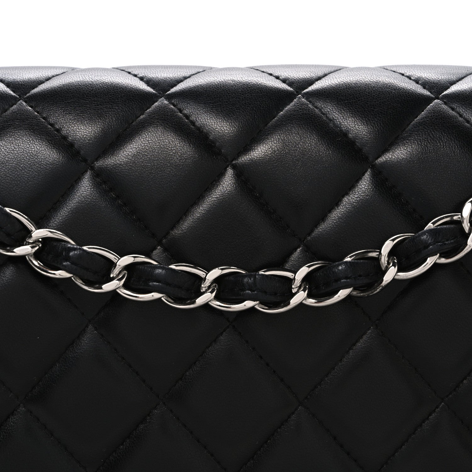 Lambskin Quilted Maxi Double Flap Black