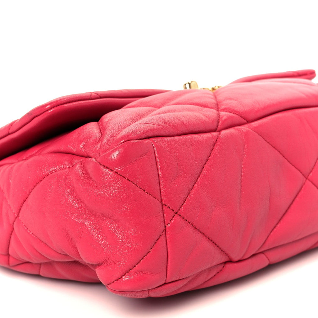 Goatskin Quilted Large Chanel 19 Flap Dark Pink