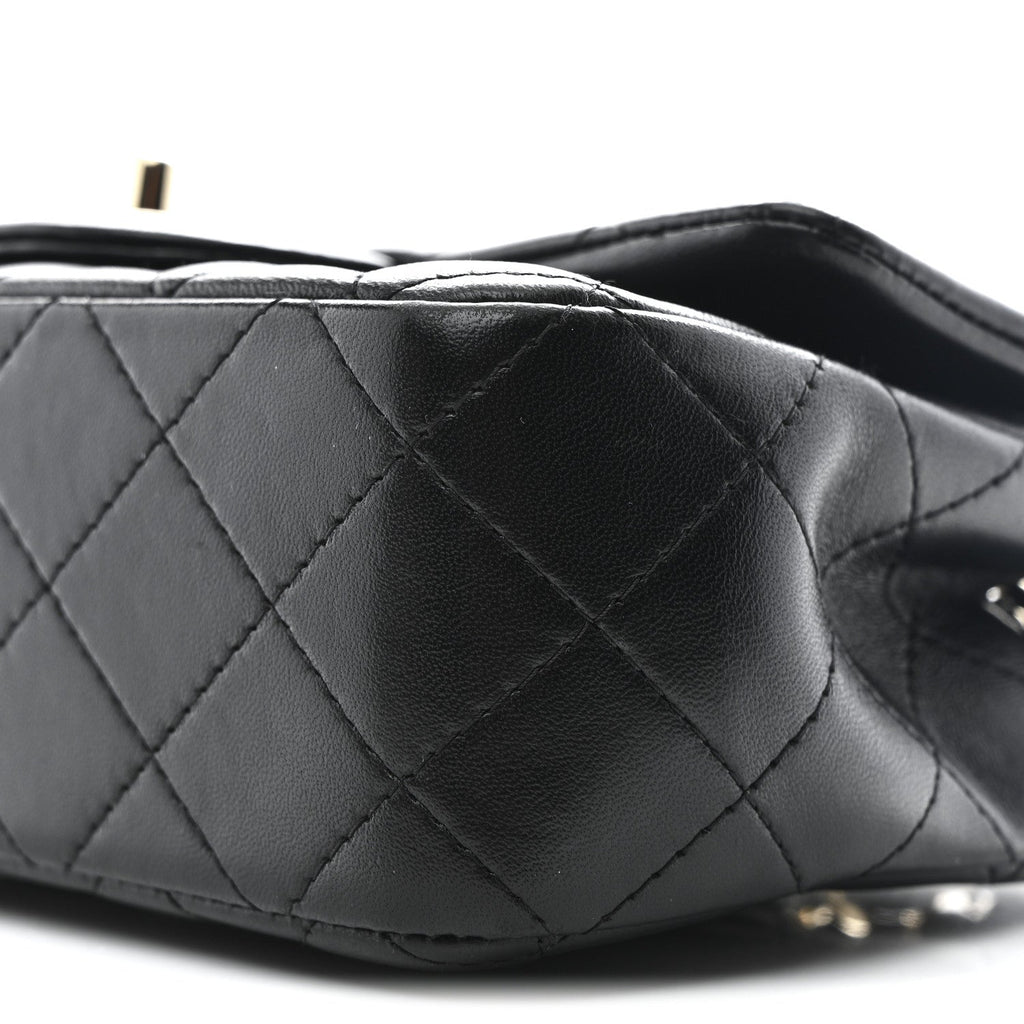 Lambskin Quilted Mini Rectangular Flap Black