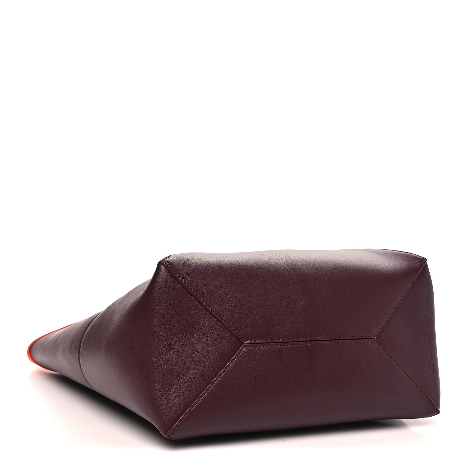 Shiny Calfskin Medium Puzzle Fold Tote Burgundy Orange