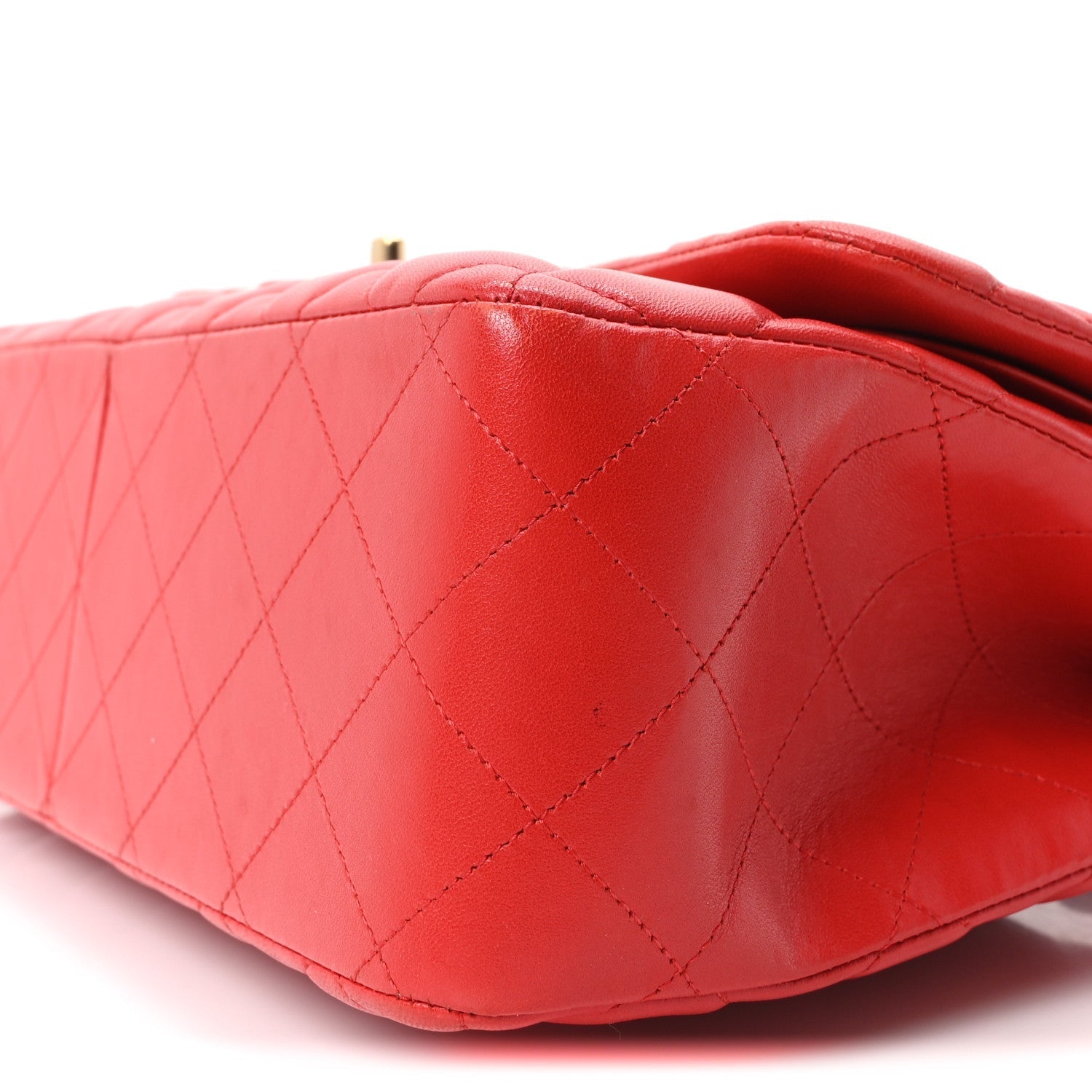 Lambskin Quilted Jumbo Double Flap Red