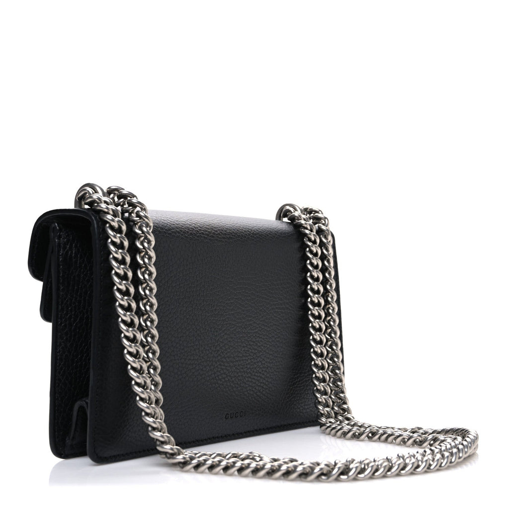 Dollar Calfskin Enamel Small Dionysus Shoulder Bag Black Electric Blue