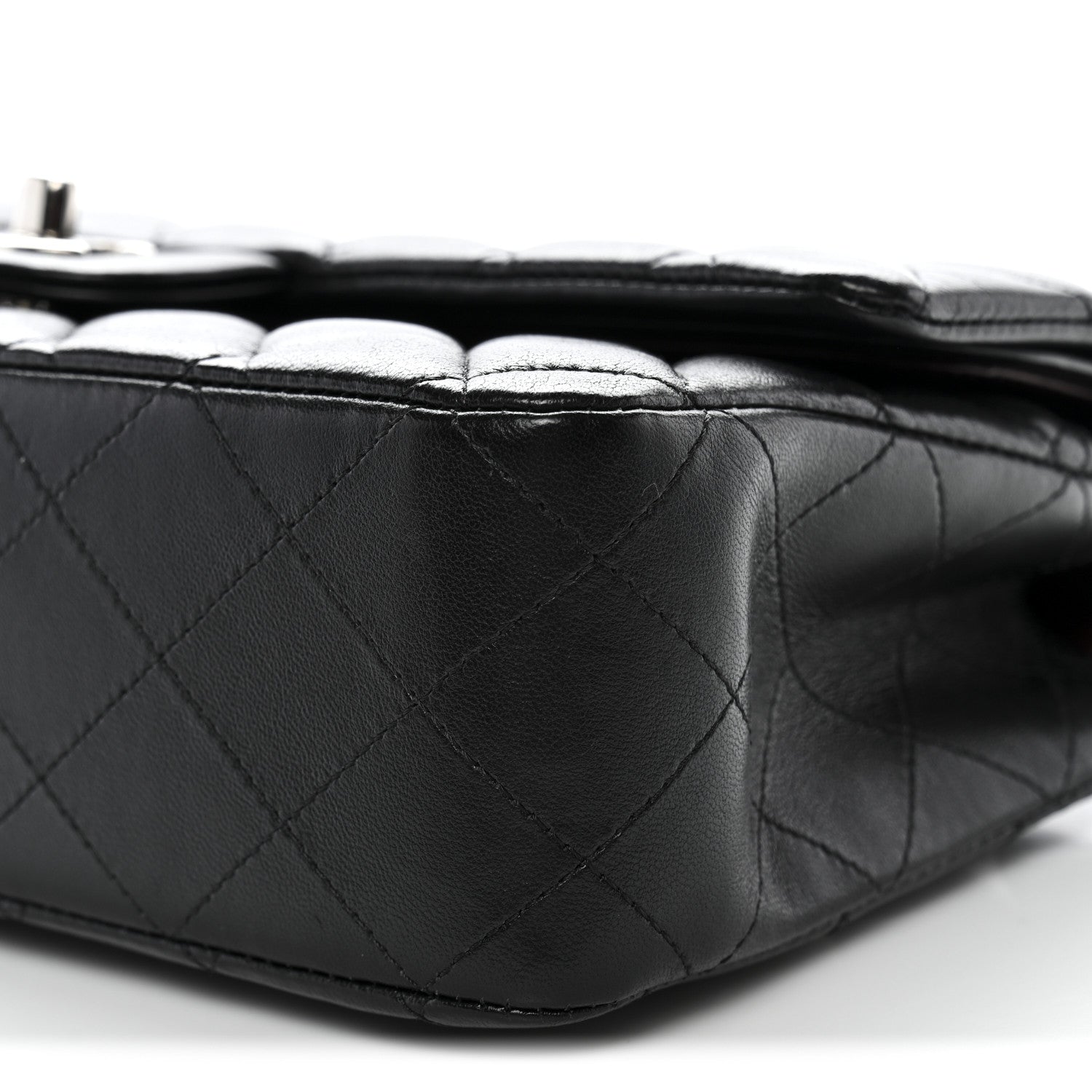 Lambskin Quilted Medium Double Flap Black