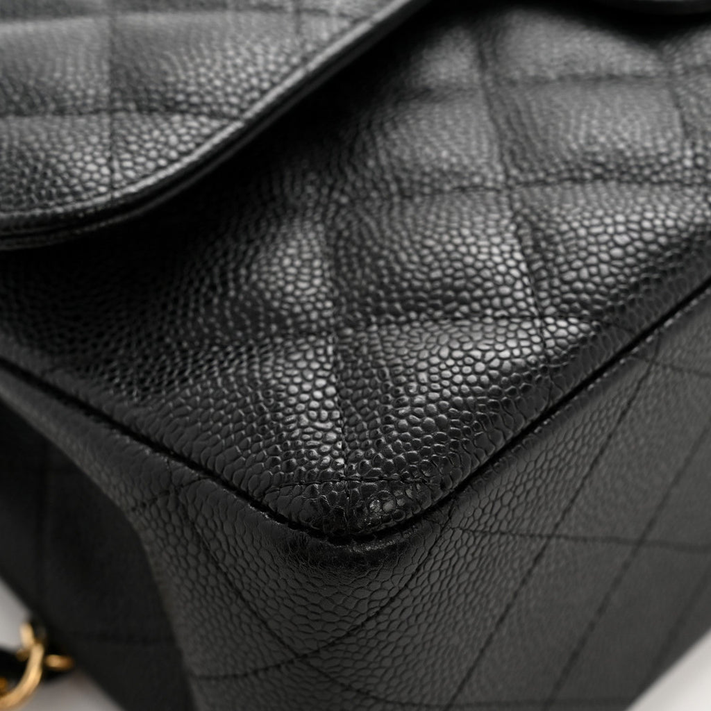 Caviar Quilted Jumbo Double Flap Black