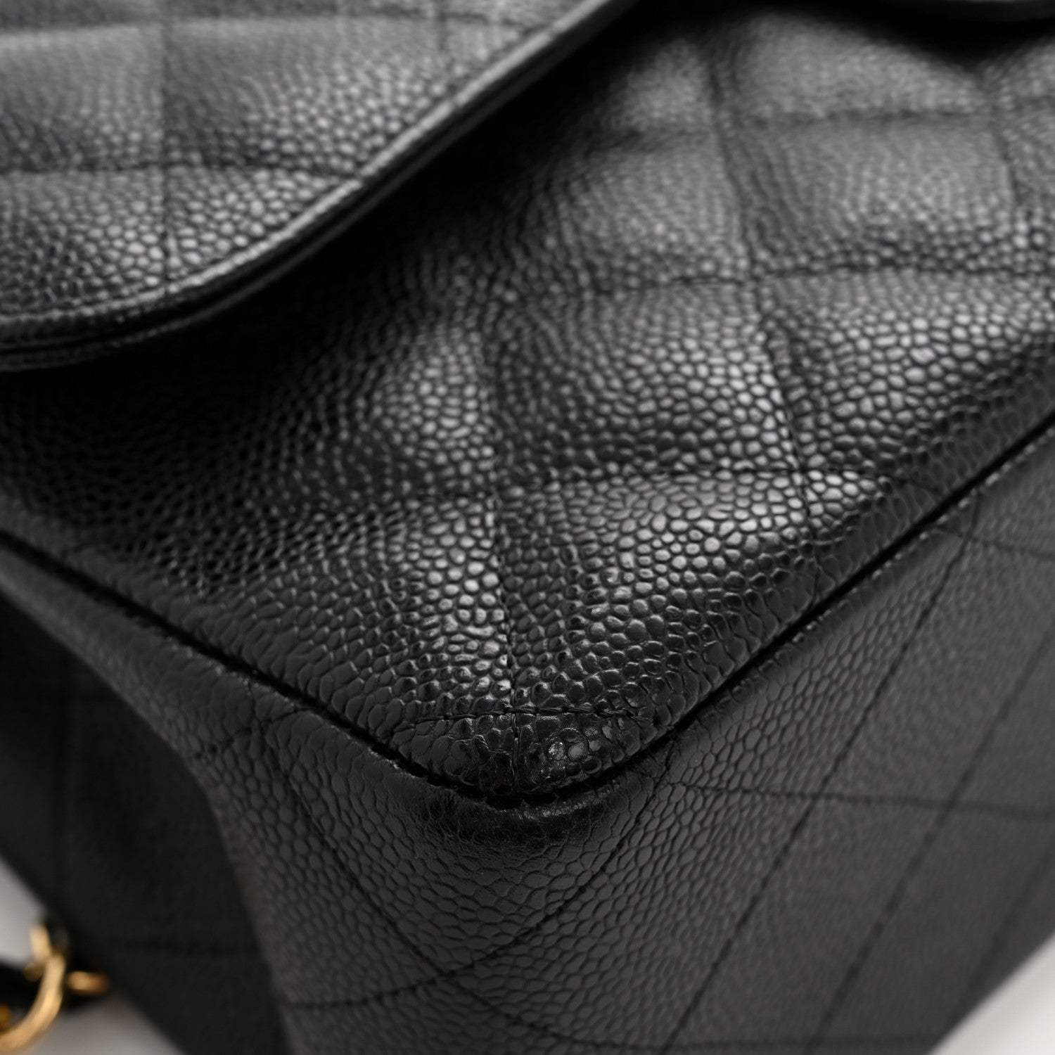 Caviar Quilted Jumbo Double Flap Black