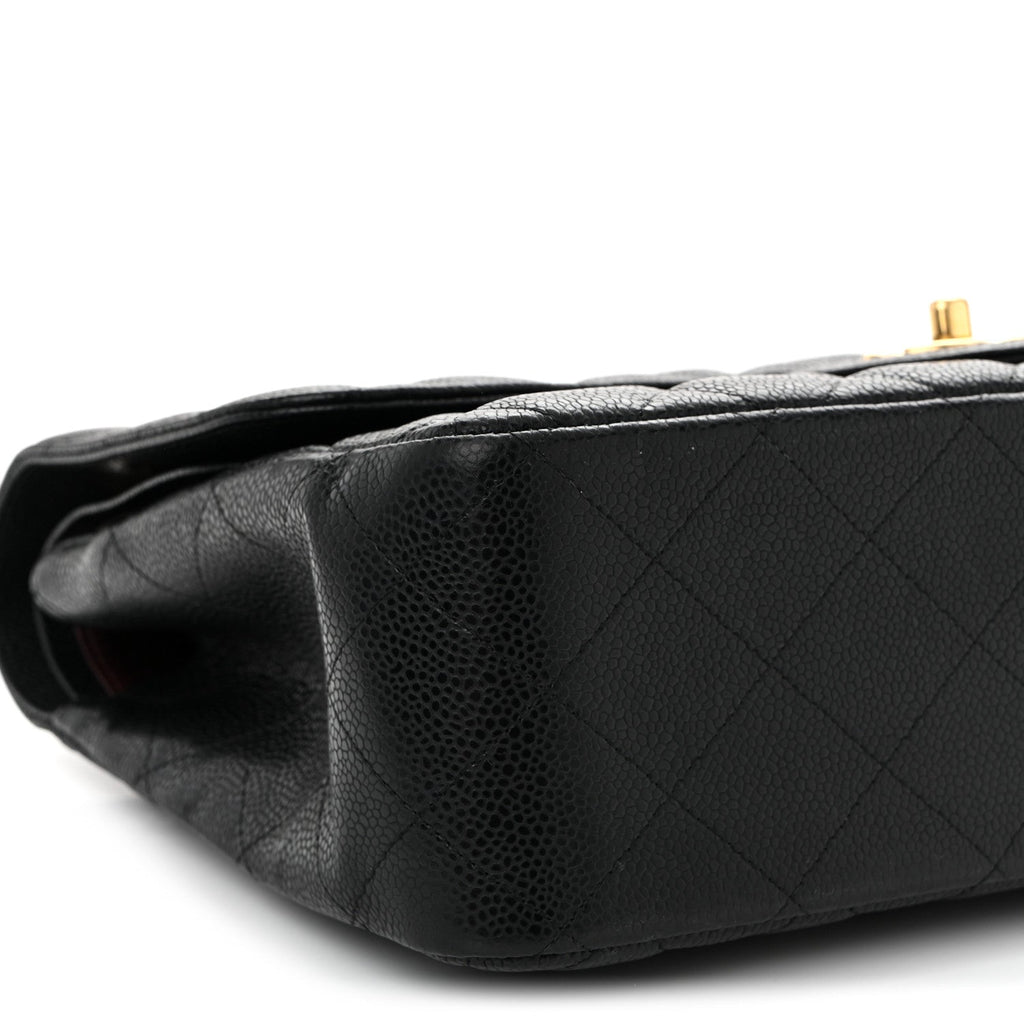 Caviar Quilted Jumbo Double Flap Black