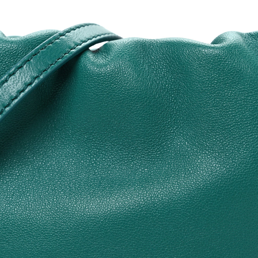 Mellow Nappa Lambskin Jade Mini Flamenco Knot Clutch Emerald Green